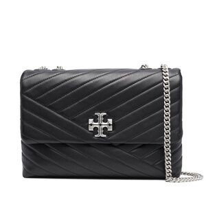 Tory Burch Kira Chevron Black Quilted Shoulder Crossbody Convertible Bag